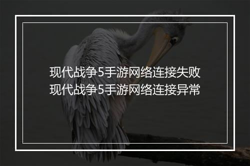 现代战争5手游网络连接失败　现代战争5手游网络连接异常