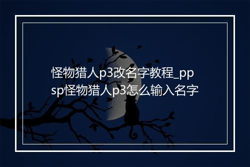 怪物猎人p3改名字教程_ppsp怪物猎人p3怎么输入名字