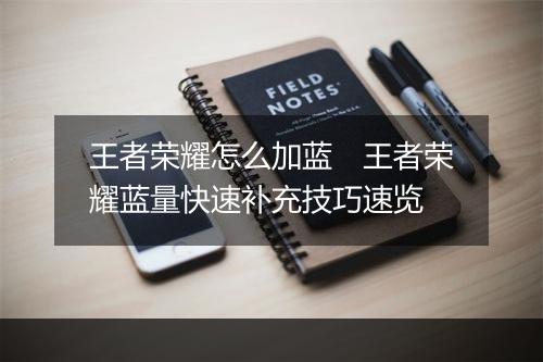 王者荣耀怎么加蓝　王者荣耀蓝量快速补充技巧速览