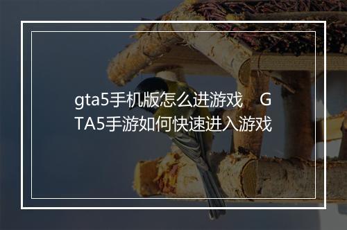gta5手机版怎么进游戏　GTA5手游如何快速进入游戏