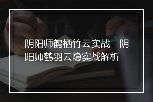 阴阳师鹤栖竹云实战　阴阳师鹤羽云隐实战解析