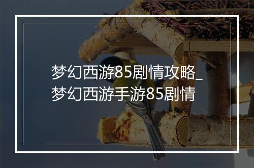 梦幻西游85剧情攻略_梦幻西游手游85剧情